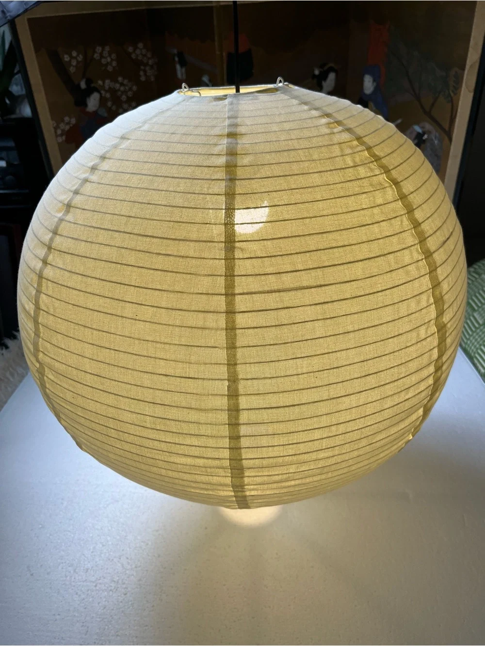 Round Beige Paper Lantern Pendant Shade